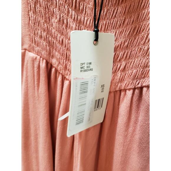 A Loves A Womens Pink Backless Ruched Wide Strap Lace Up V Neck Jumpsuit Size XS - Picture 9 of 16